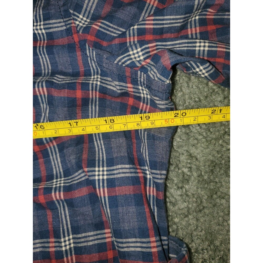 L.L. Bean Plaid Belted Shirt Dress Size S Small Red Blue 100% Cotton Roll Tab - Picture 13 of 16